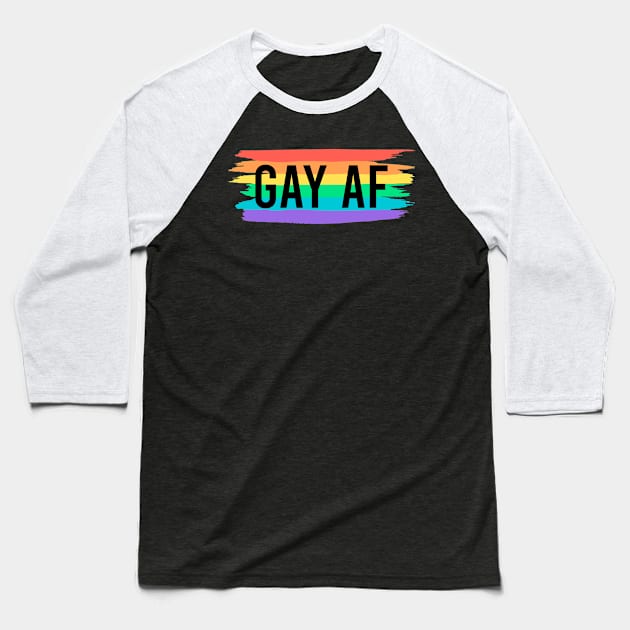 Gay Pride Flag Pride Month Gift Gay AF Baseball T-Shirt by BrightGift